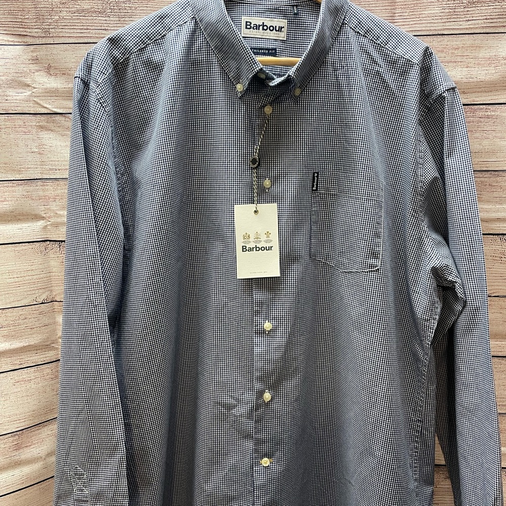 Barbour Mens XL Tailored Dress Shirt- Inky Blue